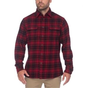 Jachs Men’s Brawny Button Down Cotton Flannel in Red and Black size XXL